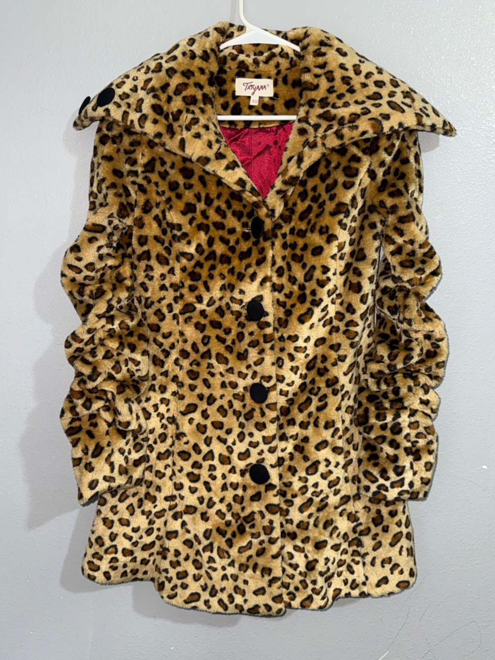 Tatyana Leopard Print Faux Fur Jacket in Tan and Black